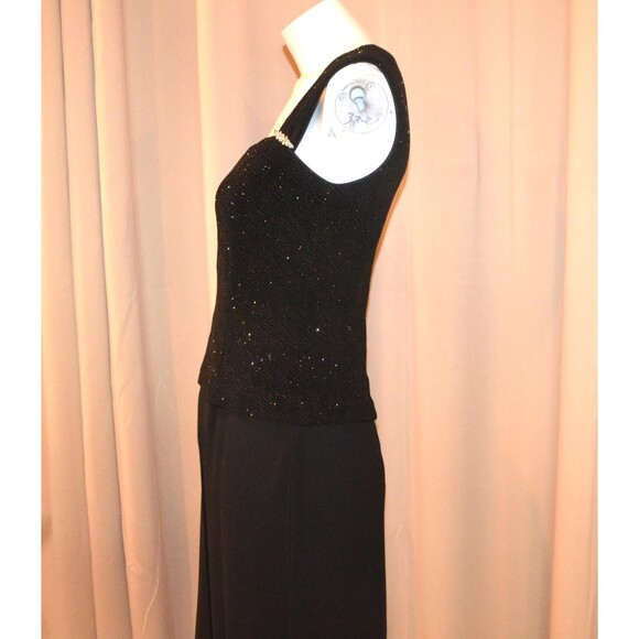 Vintage Black One Piece Pallazzo with Peplum Sparkle Top and Sheer Layover - Picture 5 of 8